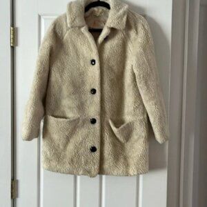 SEZANE ecru teddy coat wool cream sz36(4)